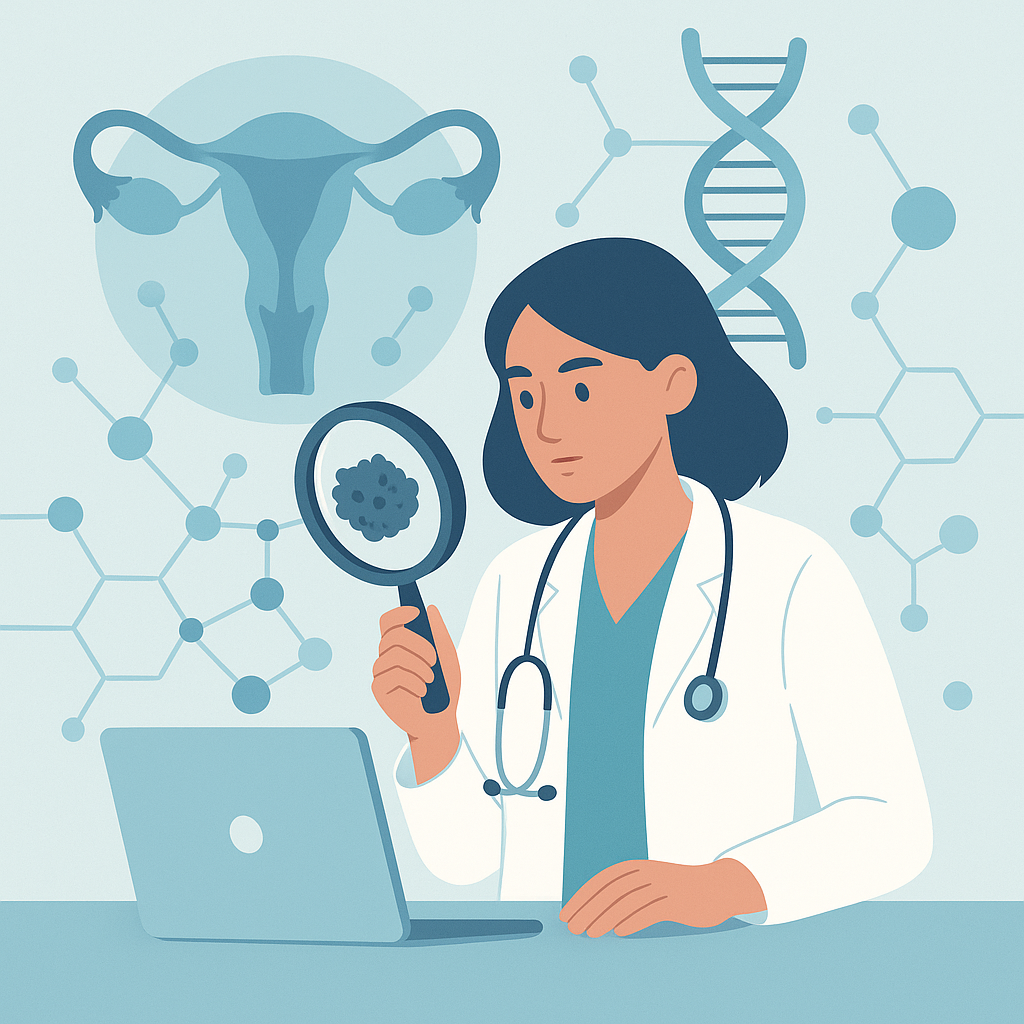 Illustration medicale - CANCERS DE L'ENDOMÈTRE : LA BIOLOGIE MOLÉCULAIRE AU CÅUR DE LA PRISE EN CHARGE