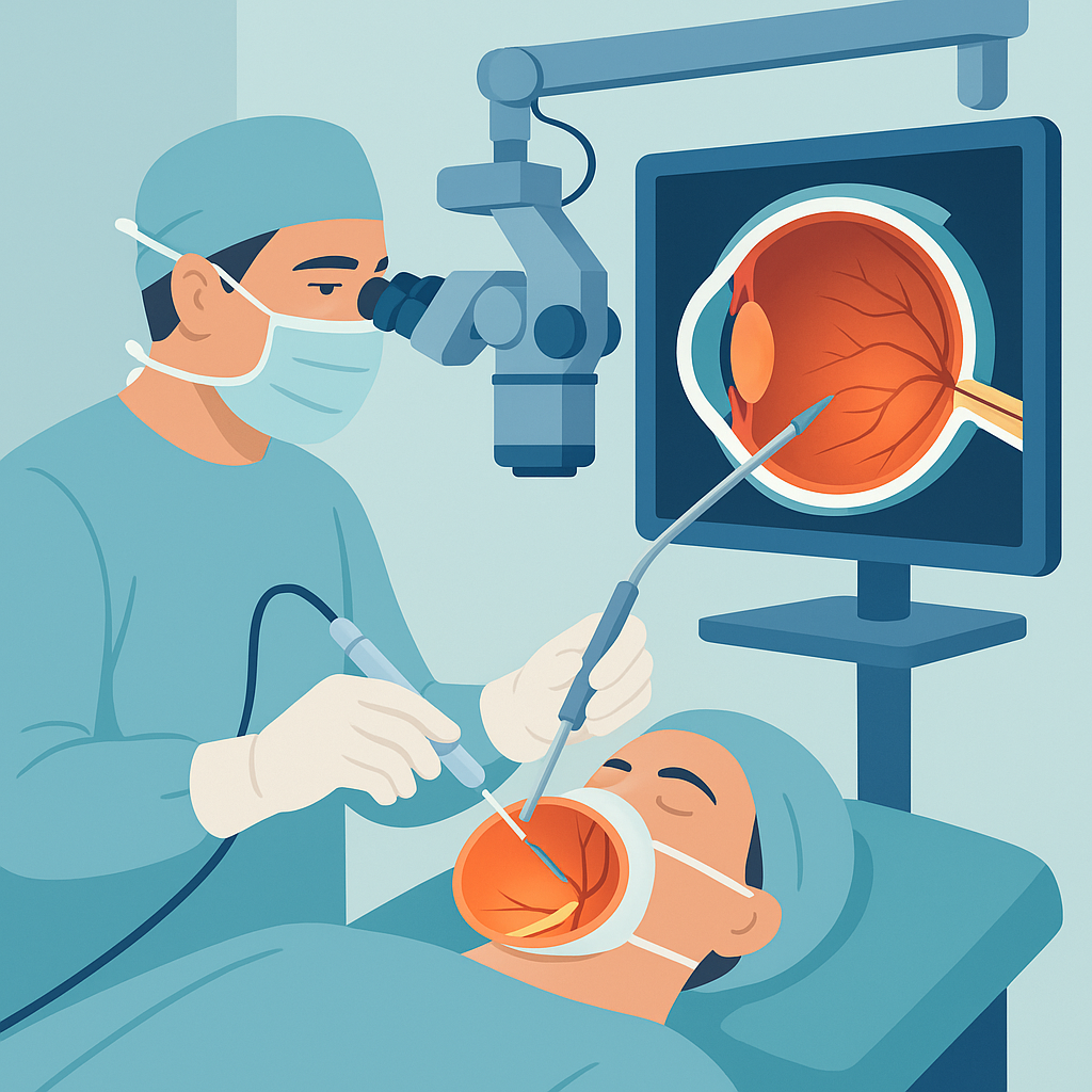 Illustration medicale - Chirurgie de la rétine en 3D