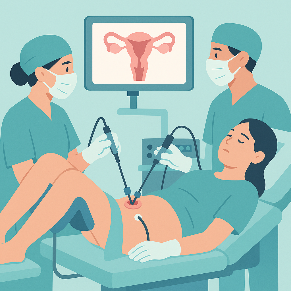 Illustration medicale - Chirurgie vaginale par abord V-notes