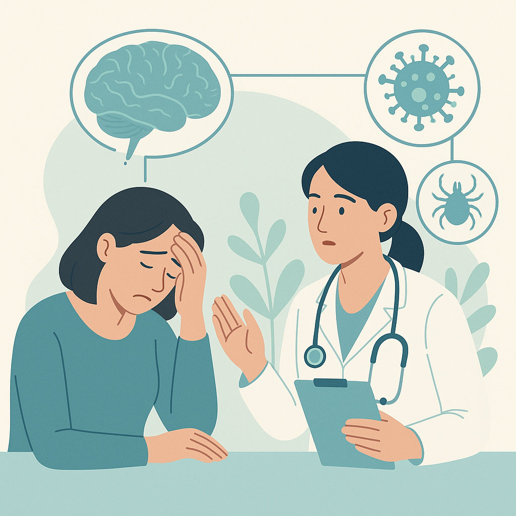 Illustration medicale - Covid long, Lyme chronique : troubles somatiques fonctionnels secondaires plutôt qu'infection prolongée ?