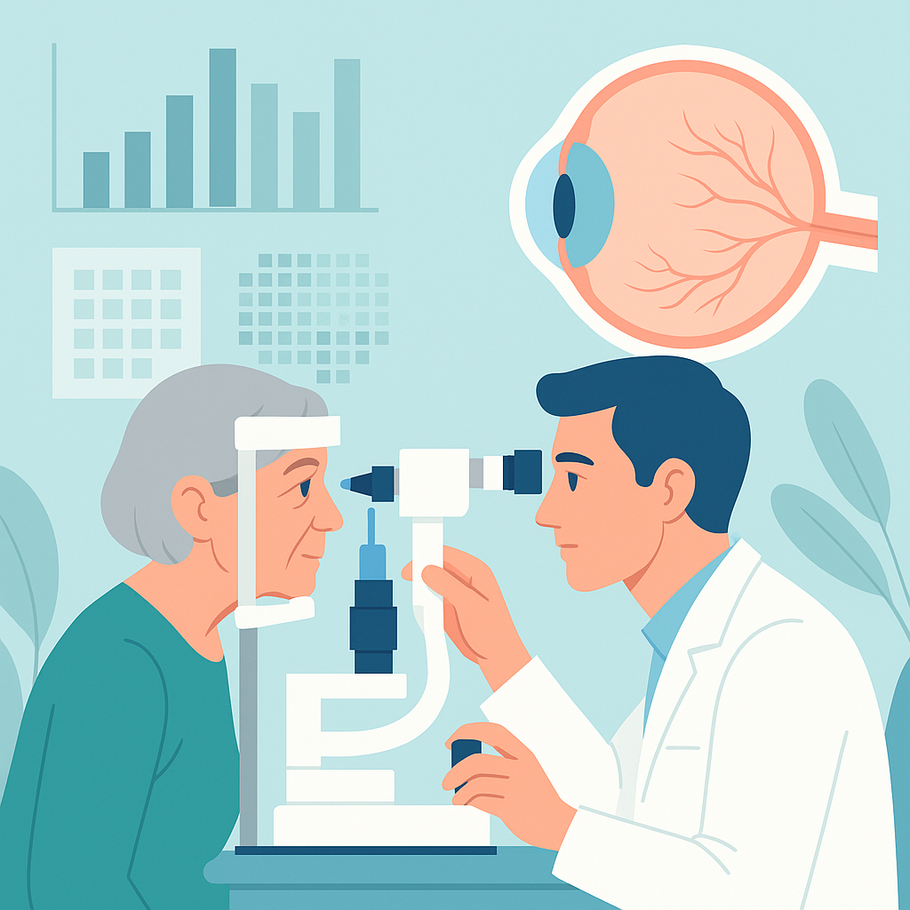 Illustration medicale - Dépistage du glaucome chronique à angle ouvert