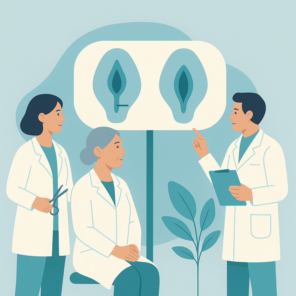 Illustration medicale - �?volution des idées sur l'épisiotomie, d'une pratique systématique à une indication sélective et concertée