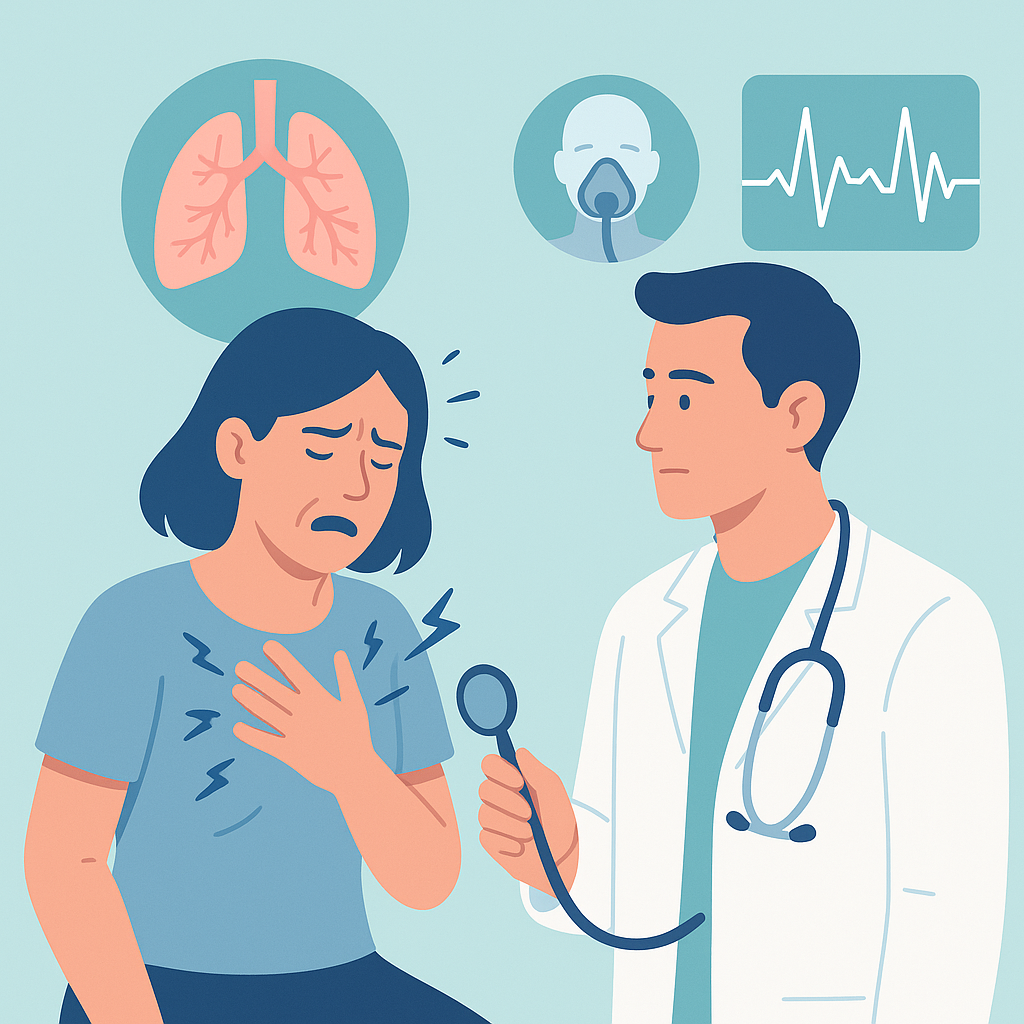 Illustration medicale - La douleur de mal respirer