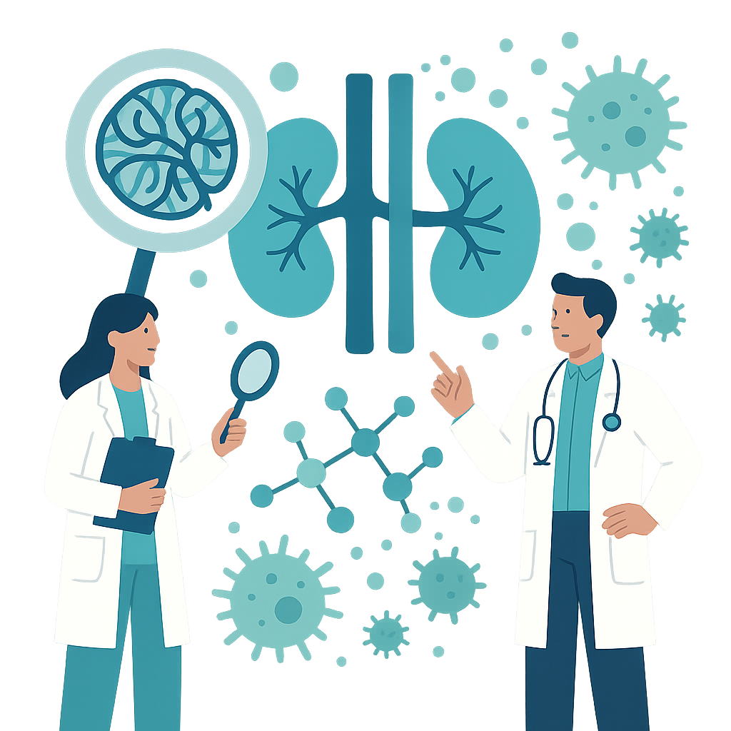 Illustration medicale - La glomérulopathie à dépôts de C3 et syndrome hémolytique et urémique atypique : un mécanisme physiopathologique commun, deux pathologies di...