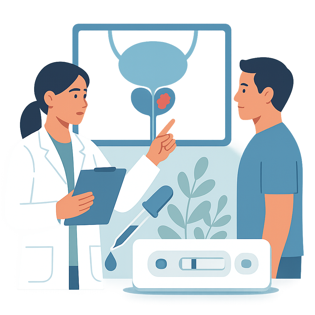 Illustration medicale - Le PSA (antigène spécifique de la prostate) comme marqueur de détection et facteur pronostique du cancer de la prostate