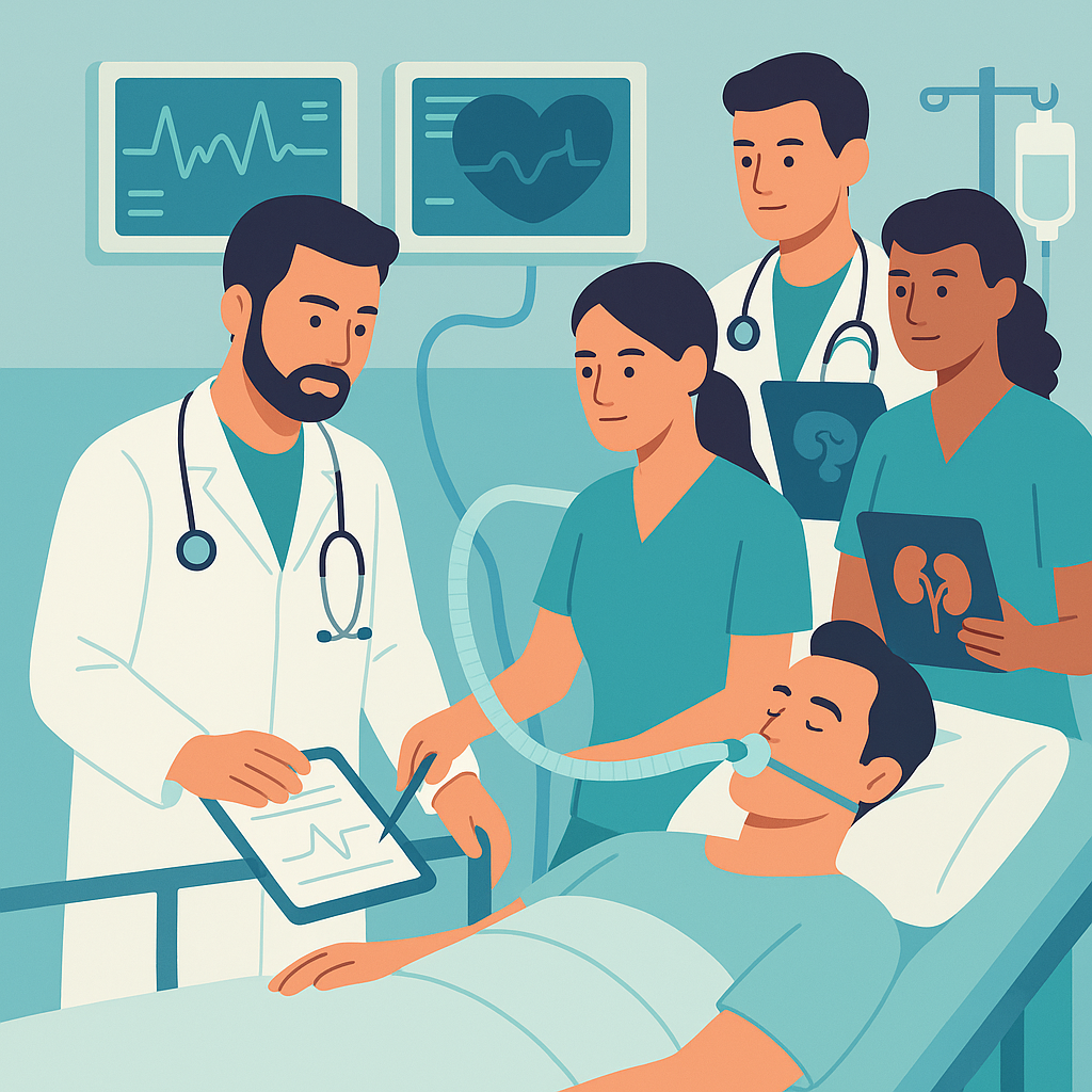 Illustration medicale - Le quotidien du réanimateur : autonomie et multidisciplinarité