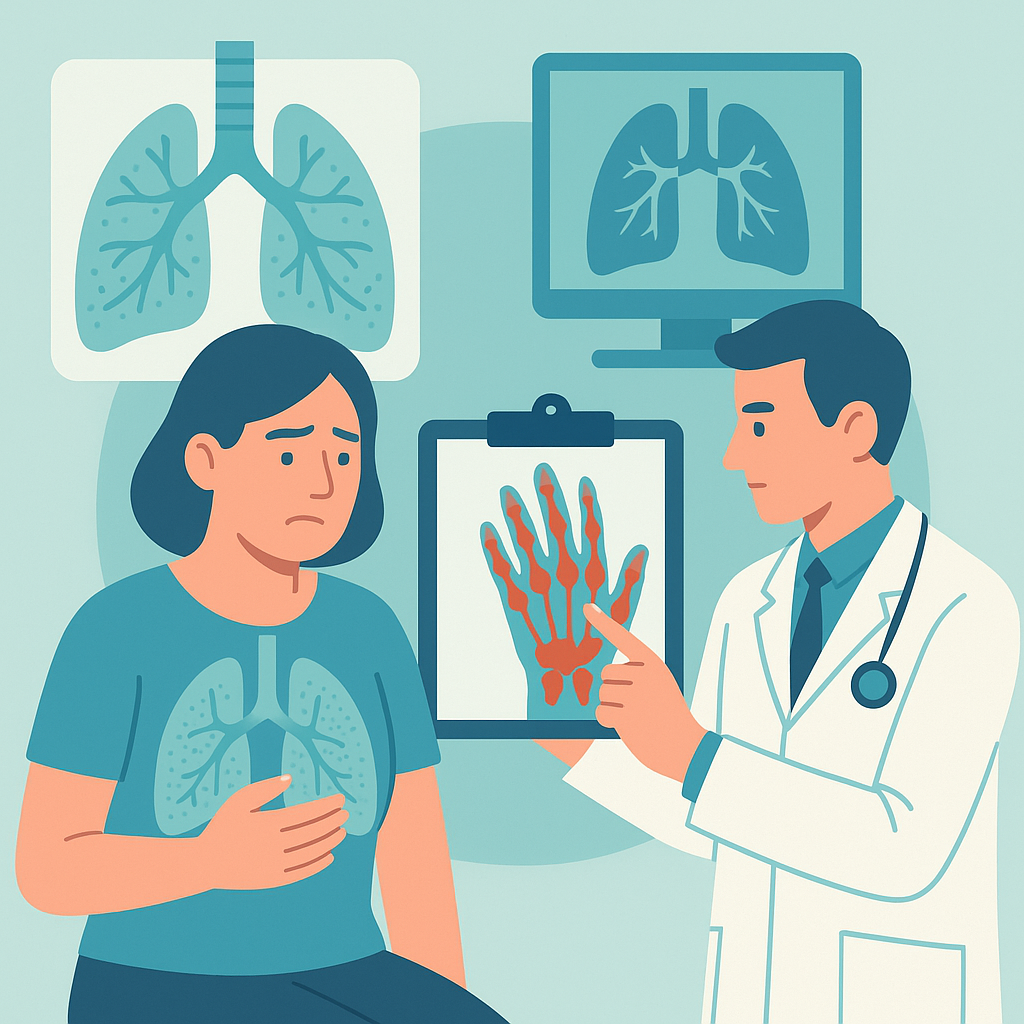 Illustration medicale - Pneumopathie Interstitielle Diffuse associée à la Polyarthrite Rhumatoïde : actualités en 2020