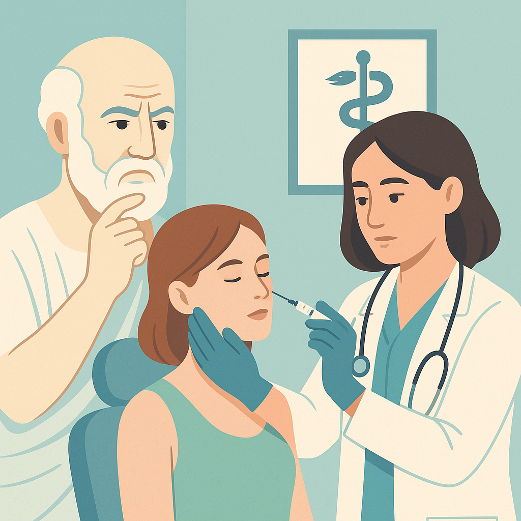 Illustration medicale - Pour une éthique en dermatologie esthétique. Hippocrate, sommes-nous fidèles à ton serment ?