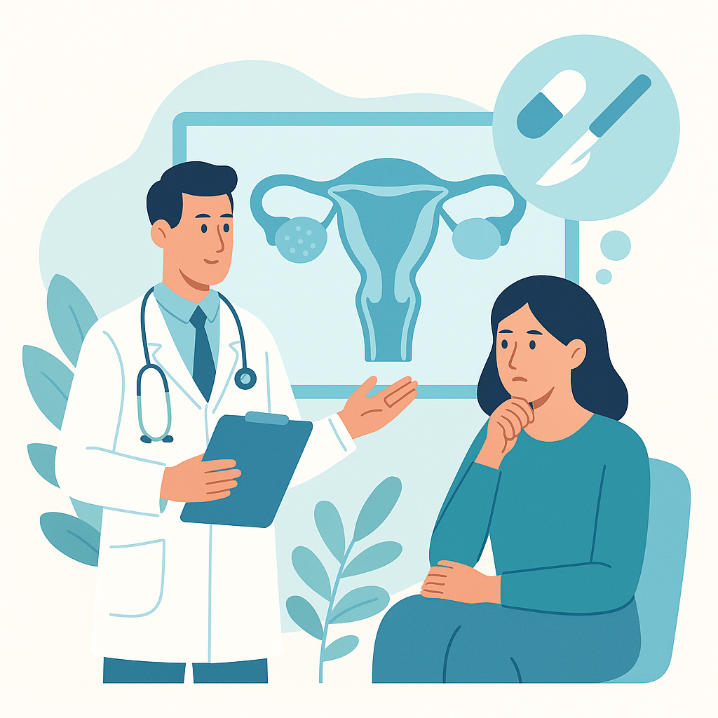 Illustration medicale - Stratégies thérapeutiques en cas de fibrome symptomatique